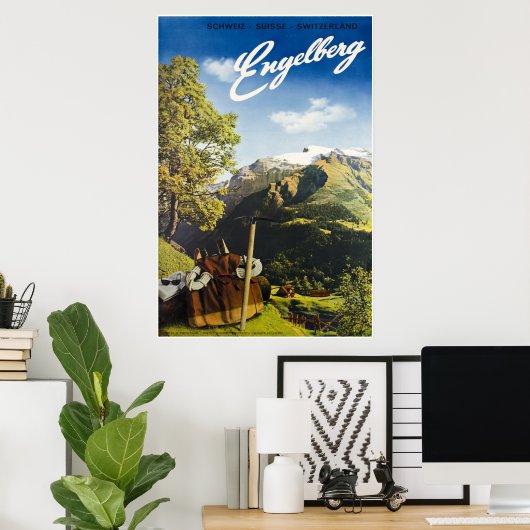 Engelberg, Suisse, Affiche de ski (Bureau à domicile)