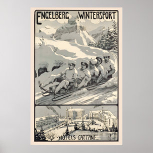 Engelberg Wintersport Hotel Cattani Zwitserland Poster