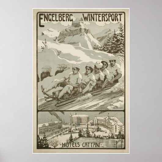 Engelberg Wintersport, Suisse, Affiche de ski (Devant)