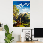 Engelberg, Zwitserland,Ski Poster (Thuiskantoor)