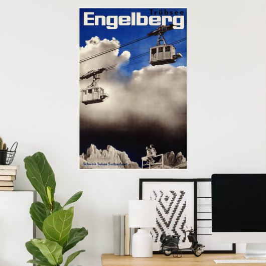 Engelberg, Zwitserland,Ski Poster (Thuiskantoor)