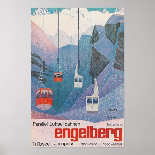 Engelberg Zwitserland Vintage Reizen Poster (Voorkant)