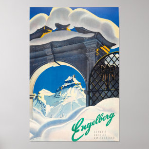 Engelberg Zwitserland Vintage Reizen Poster