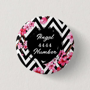 Engelcijfer "4444" ronde button 3,2 cm