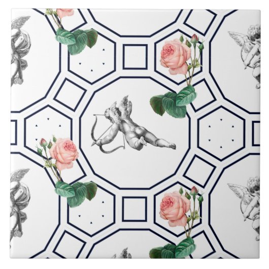 Engelen, Barok, rococo, , Tegeltje (Voorkant)