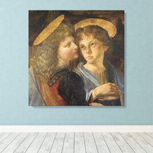 Engelen bij de Doop van Christus van Leonardo da V Canvas Afdruk