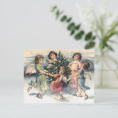 Engelen dansen rond de kerstboom feestdagenkaart (Staand voorkant)