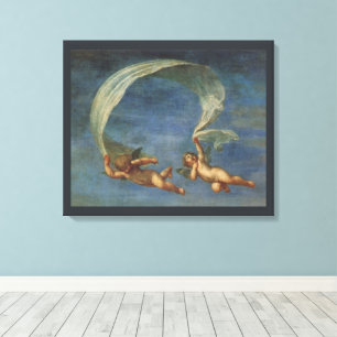Engelen Detail van Adonis geleid door Cupido's doo Canvas Afdruk