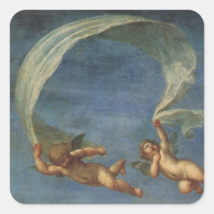 Engelen Detail van Adonis geleid door Cupido's doo Vierkante Sticker