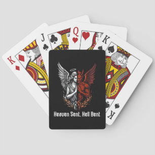 Engelen en Duivel halve hemel stuurde hel gebogen Pokerkaarten