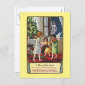 Engelen en speelgoed Vintage Kerstmis Feestdagenkaart (Voorkant / Achterkant)