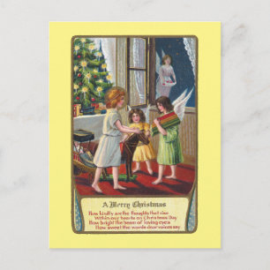 Engelen en speelgoed Vintage Kerstmis Feestdagenkaart