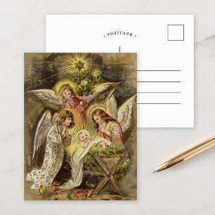 Engelen met Baby Jezus Vintage kerst Briefkaart