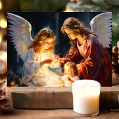 Engelen met kinderkerstfeest feestdagen kaart