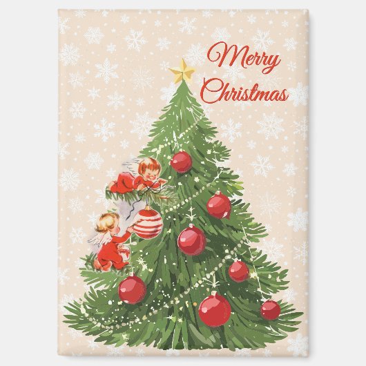Engelen versieren de kerstboom magneet (Voorkant)