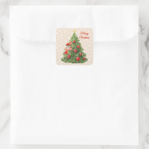 Engelen versieren de kerstboom vierkante sticker