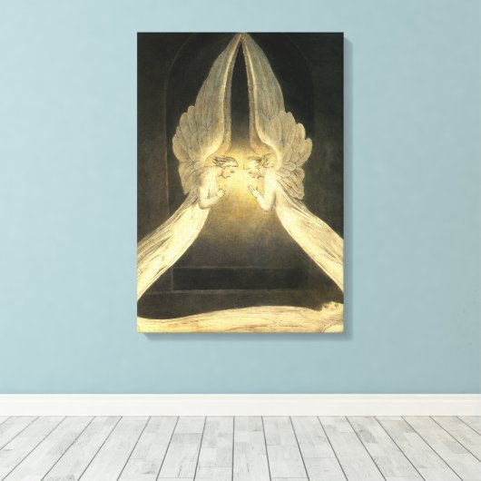 engelen zweven over Jezus Christus Canvas Afdruk (Insitu (Houten vloer))