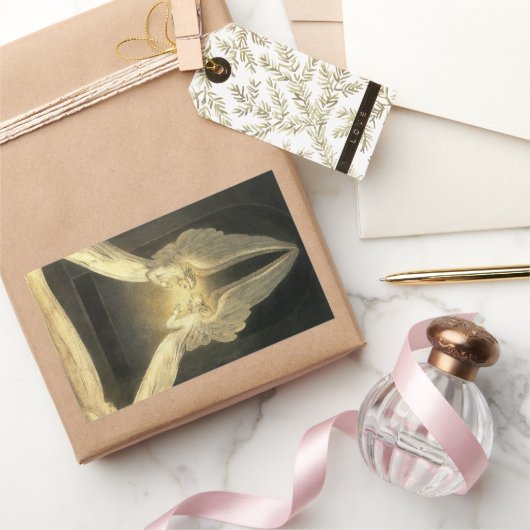 engelen zweven over Jezus Christus Rechthoekige Sticker (Geschenken)