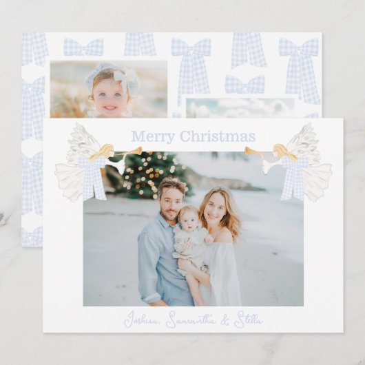 Engelentrompet Preppy Gingham Strikken  Feestdagenkaart (Voorkant / Achterkant)