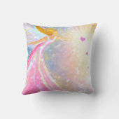Engelenvleugels Roze Blauwe Hart Droom Waterverf N Kussen (Achterkant)