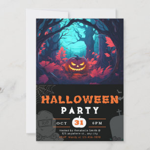 Engelig bos en Jack-O'Lanterns Zwarte Halloween Kaart