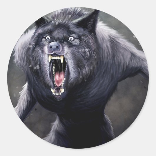 engelig weerwolf ronde sticker (Voorkant)