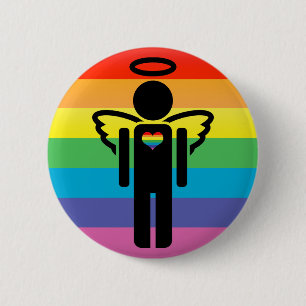 engelpictogram. ronde button 5,7 cm