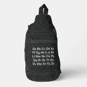 Engels alfabet zwart sling bag