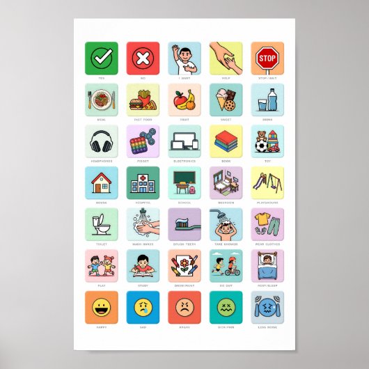 Engels Autisme AAC PECS Wijzen Communicatie 04 Poster (Voorkant)