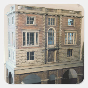 Engels balustraded doll's house with balcony vierkante sticker