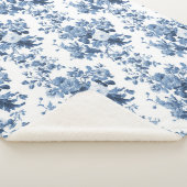 Engels Bloemen  Blauw en Wit Elegant Home Sherpa Deken (3/4)