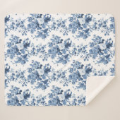 Engels Bloemen  Blauw en Wit Elegant Home Sherpa Deken (Voorkant (horizontaal))