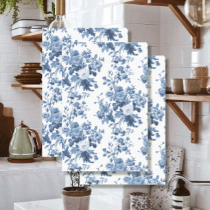 Engels Bloemen  Blauw en Wit LG Decoupage Tissuepapier