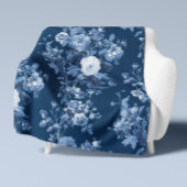 Engels Bloemenmarine Wit Elegant Home LG Sherpa Deken