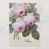 Engels Bourbon Roos Floral Custom Wedding Menu (Voorkant)