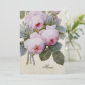 Engels Bourbon Roos Floral Custom Wedding Menu (Staand voorkant)