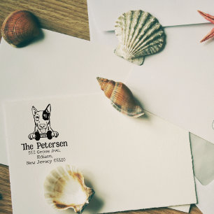 Engels Bull Terrier Dog Retour Adres Rubberstempel