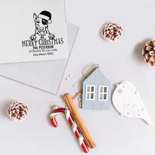 Engels Bull Terrier Hond Kerstmis Retouradres Rubberstempel