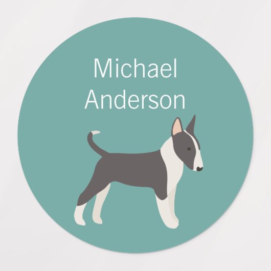 Engels Bull Terrier-hondkleuren waterdicht label (Design 2)
