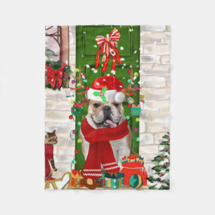 Engels Bulldog Christmas Fleece Deken