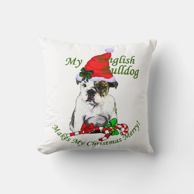 Engels Bulldog Christmas Kussen (Voorkant)