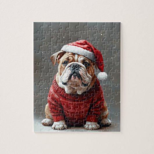 Engels Bulldog Christmas Legpuzzel (Verticaal)