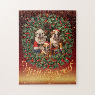 Engels Bulldog Christmas Legpuzzel