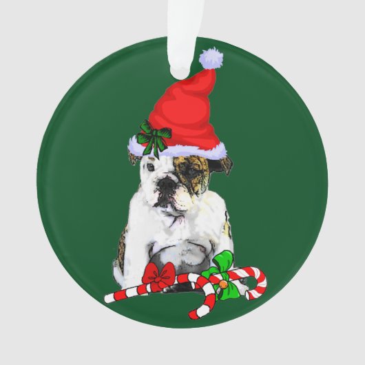 Engels Bulldog Christmas Ornament (voorkant)
