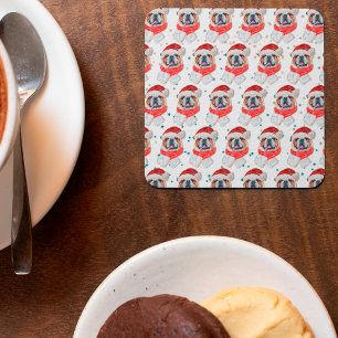 Engels Bulldog Dog Breed Christmas Vierkante Kartonnen Onderzetter