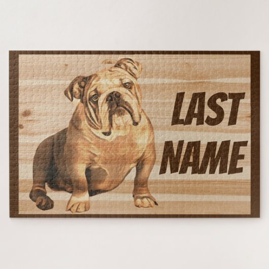 Engels Bulldog Dog wood Rustic Legpuzzel (Horizontaal)