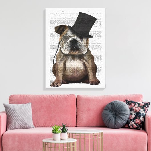 Engels Bulldog, Formal Hound and Pet Canvas Afdruk (Insitu (Woonkamer))