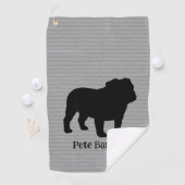 Engels bulldog Hondenras silhouet aangepaste tekst Golfhanddoek (Insitu)