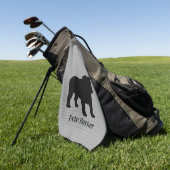 Engels bulldog Hondenras silhouet aangepaste tekst Golfhanddoek (Groen)