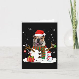 Engels Bulldog Kerst Pyjama Snowman Hondenliefhebb Kaart